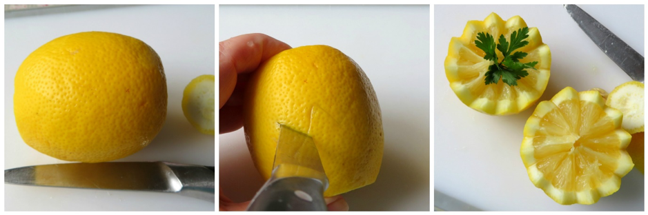 lemon garnish done with paring knives