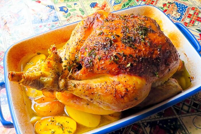 Roasted Garlic and Herb Chicken with Melting Potatoes | Marie Rayner