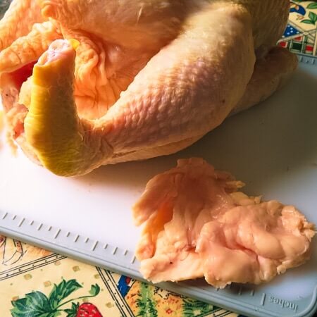 Discarding fat from the chicken